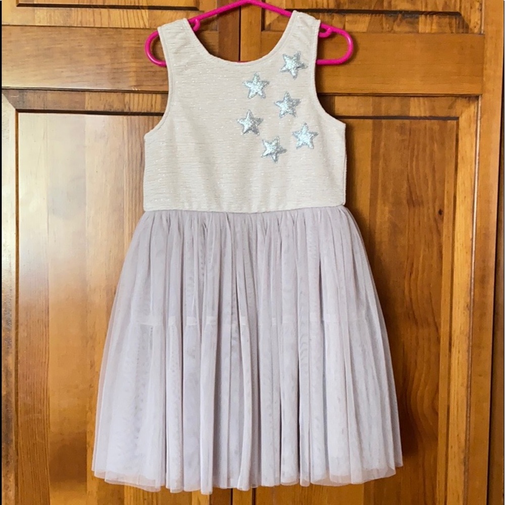 Pippa & Julie Ivory Top Blush Tulle Star Appliqué Dress